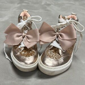 Justice Glitter High Top Sneakers with Bows, Rose Gold, 3